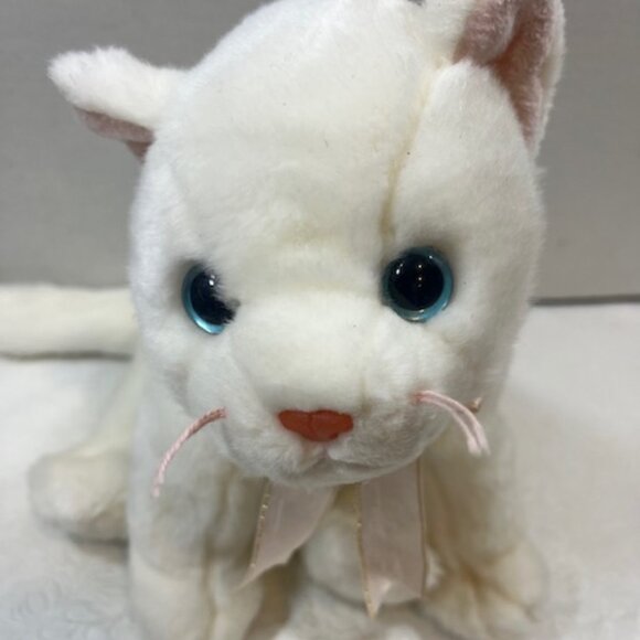 Ty The Beanie Buddy Collection White Cat Blue Eyes Long Tail 1999 Plush Toy - Picture 5 of 12